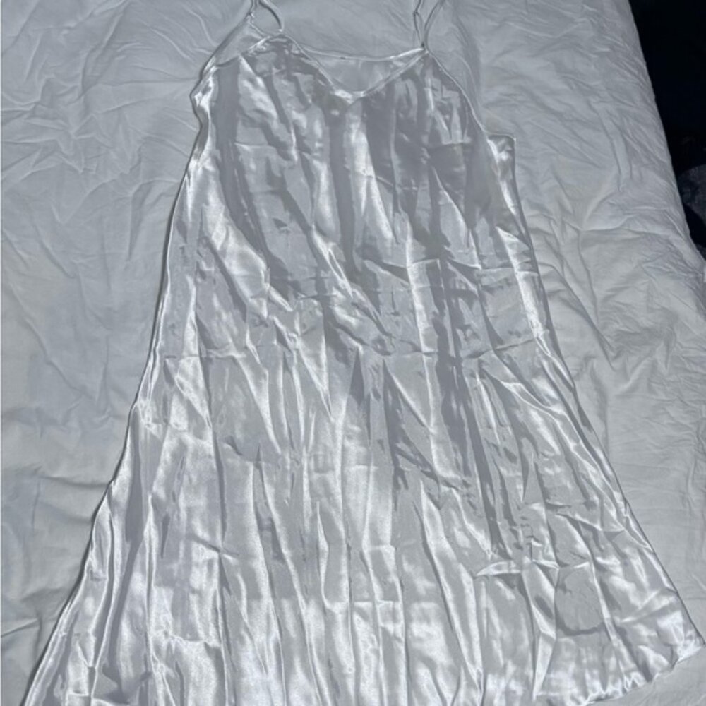 Elegant White Satin Slip Dress /Lounge Dress